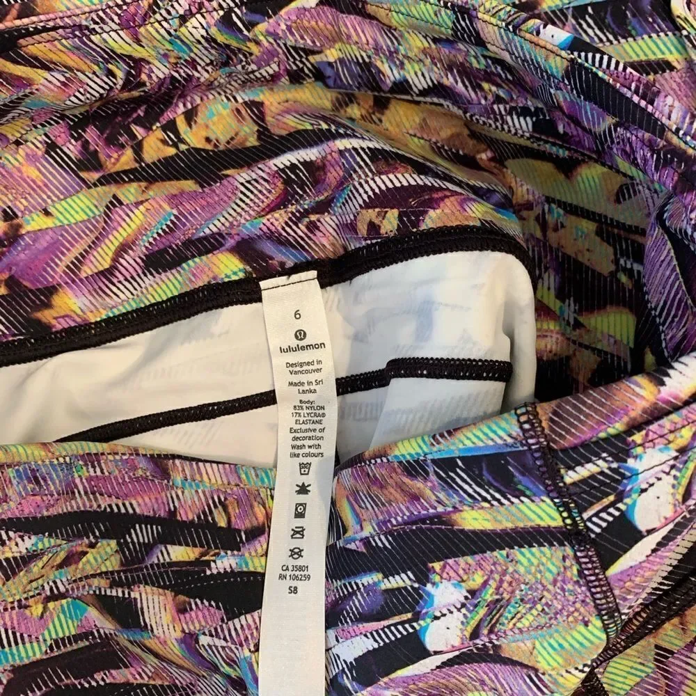 NWT New LULULEMON Sea Wheeze Seawheeze Fast & Free Black Rainbow SPNC 6 or 8